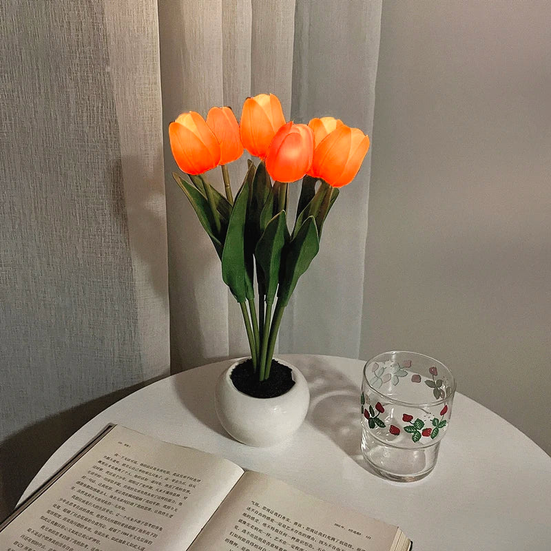 LED Tulip Lamp Night Simulation Flower Atmosphere Desk Light Room Table Decoration Lamp Gift for Girl Friend