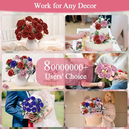 24PCS DIY Fake Roses with Golden Butterflies Artificial Rose Home&Room Decor for Wedding Valentine'S Day Mother'S Day