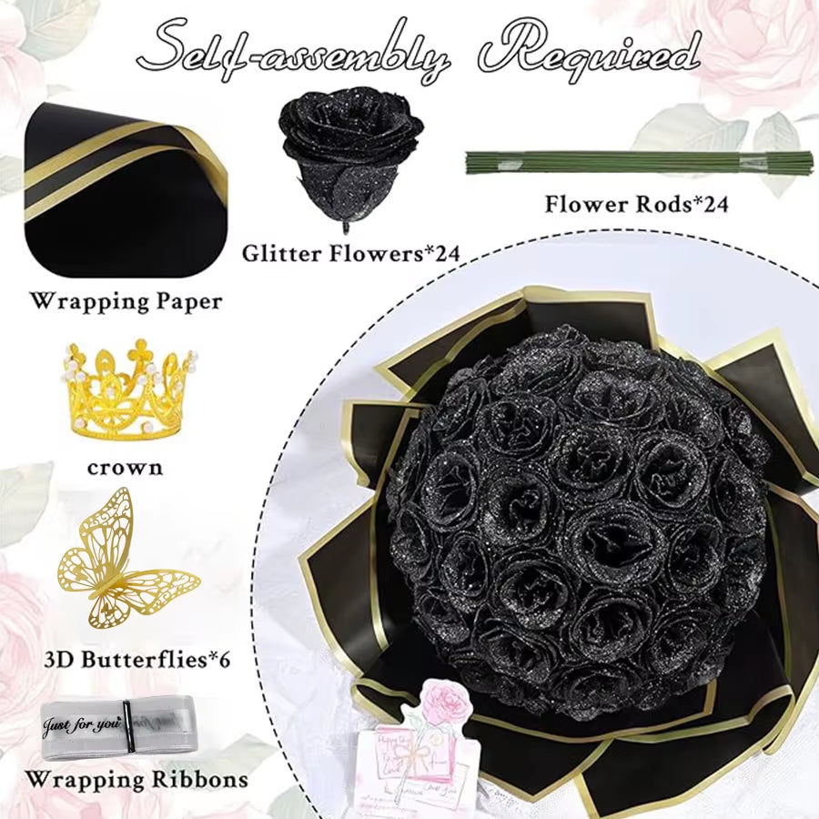 24PCS DIY Fake Roses with Golden Butterflies Artificial Rose Home&Room Decor for Wedding Valentine'S Day Mother'S Day
