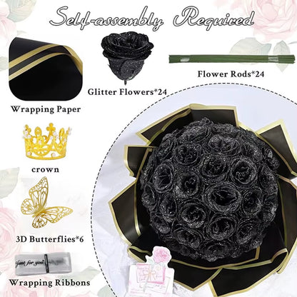 24PCS DIY Fake Roses with Golden Butterflies Artificial Rose Home&Room Decor for Wedding Valentine'S Day Mother'S Day