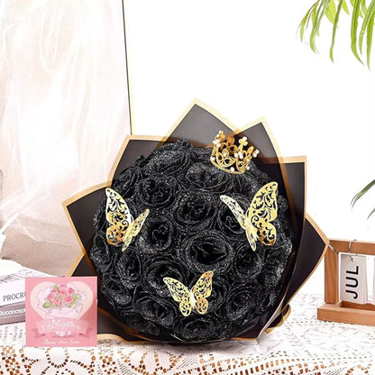 24PCS DIY Fake Roses with Golden Butterflies Artificial Rose Home&Room Decor for Wedding Valentine'S Day Mother'S Day